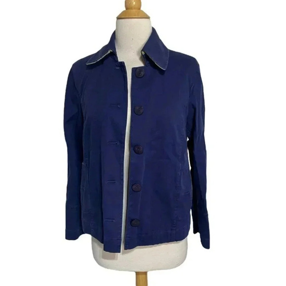 L.L. Bean S classic nautical blue stretch cotton jacket - Picture 2 of 6